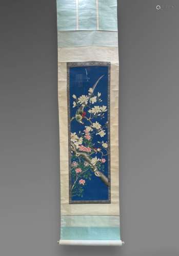 A hanging scroll of flowers and birds painting of Jiang Ting...