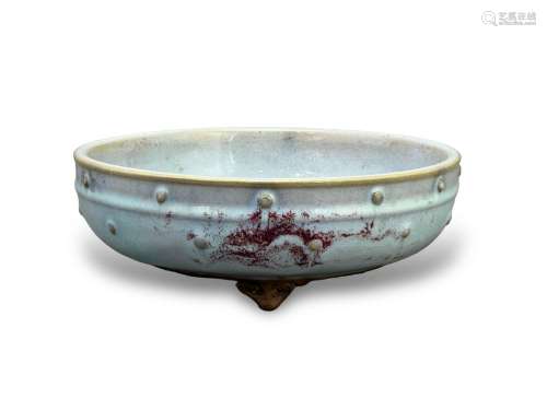 A Shiwan blue glaze narcissus bowl, republic period