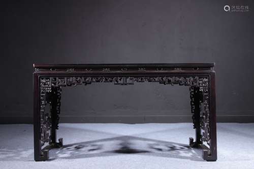 赞比亚 紫檀拐子纹画桌