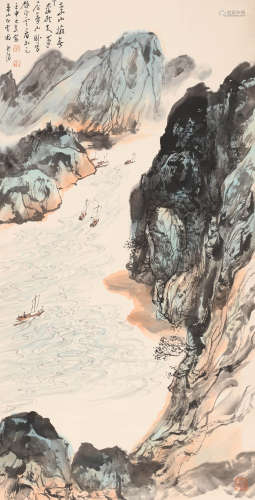 晏济元 (1901-2011) 江峡帆影