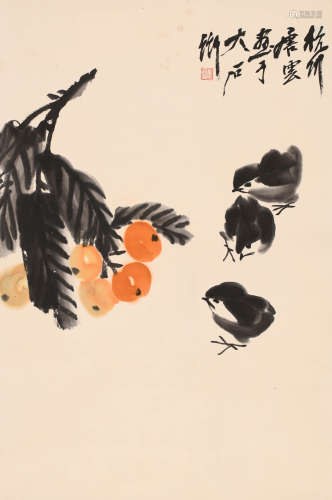 唐云 (1910-1993) 琵琶小鸡