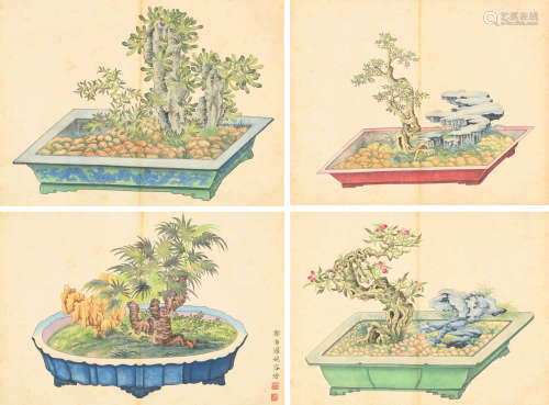 婉容 (1906-1946) 花卉四帧