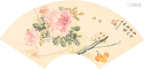 黄君璧 (1889-1991) 花卉蜜蜂