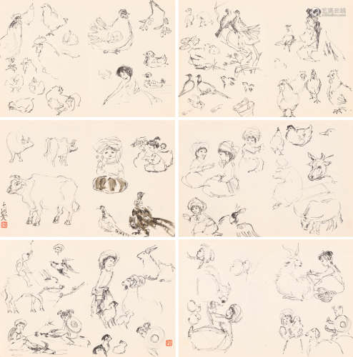 程十发 (1921-2007) 素描手稿