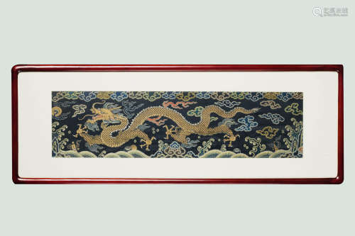 清代康熙时期 缂丝龙纹绣品
