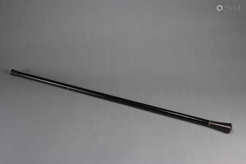 黑漆镶嵌牛角手杖