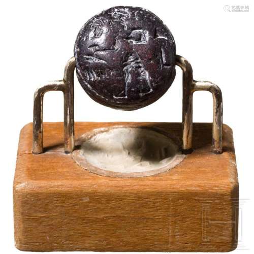 A Post-Hittite seal of black stone, late 2nd - early 1st mil...
