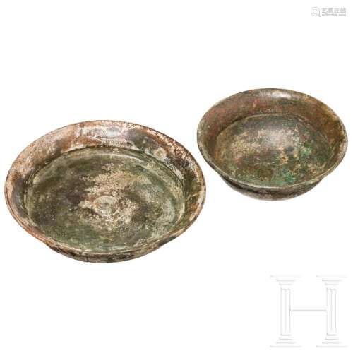 Two bronze libation bowls, Ancient Near East, 5th - 4th cent...