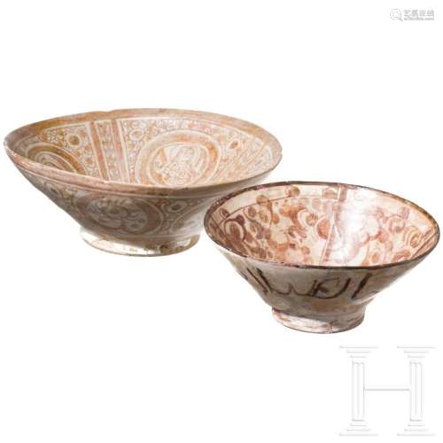 Two Persian (Iranian) pottery bowls, 16th century