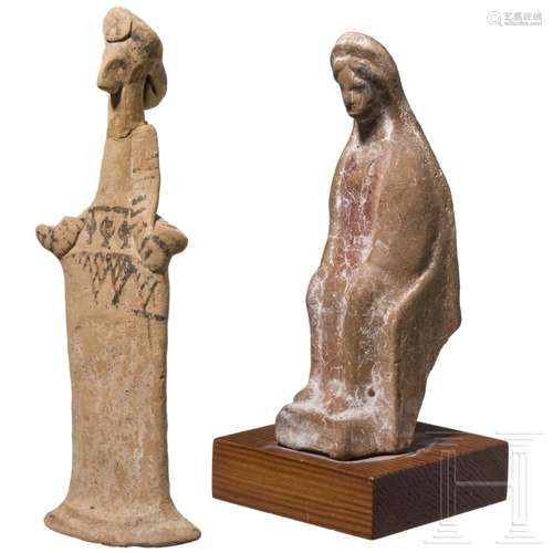 Two Greek ceramic votive figures, 6th - 5th century B.C.