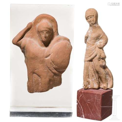 Two Greek terracotta figures, 4th - 3rd century B.C.