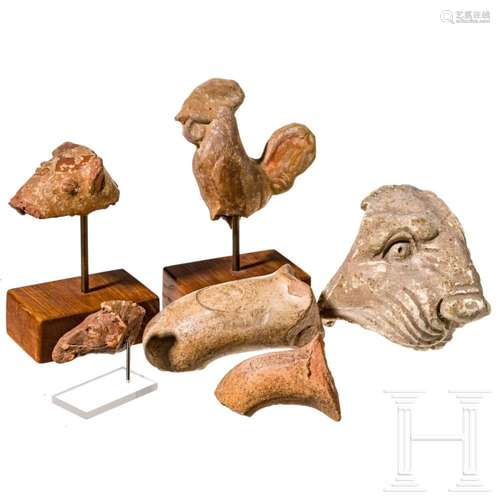 Four Hellenistic terracottas with animal depictions and two ...