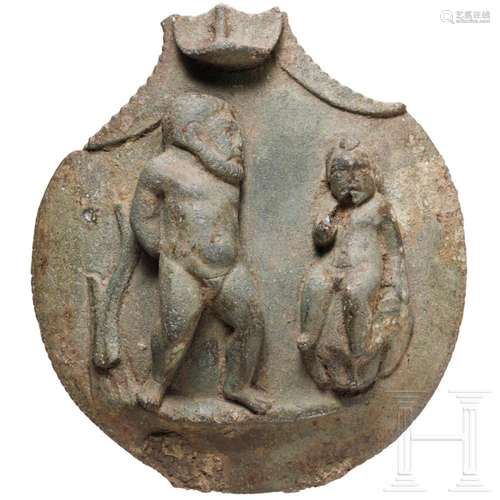 A Roman jug attachment with depiction of Hercules, 2nd - 3rd...