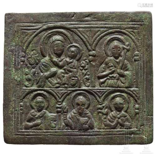 Small bronze panel, late Byzantine, 11th - 14th century