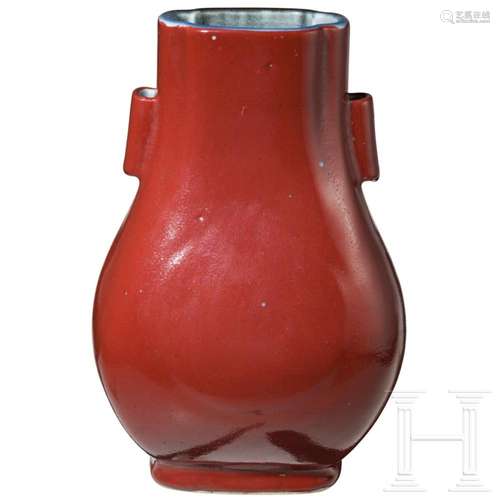 A Chinese red-glazed vase, 20th century