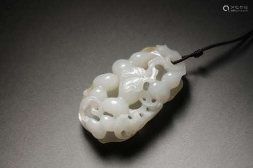 A QING WHITE JADE CARVING