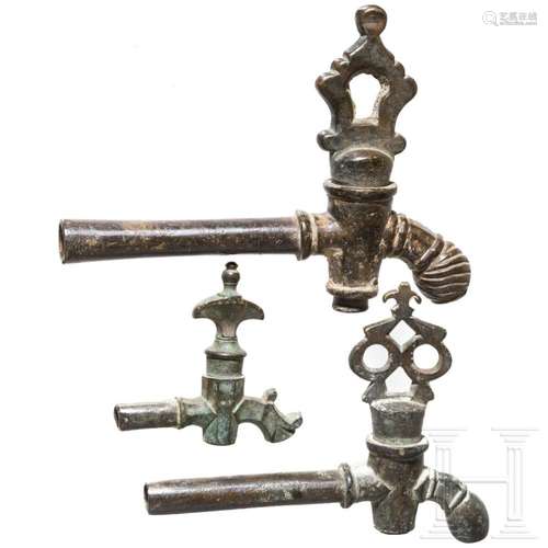 Three Ottoman bronze fountain water taps (Musluk), 18th/19th...