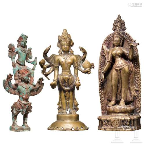 Three Indian figures of female deities, 19th/20th century