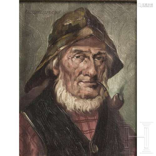 Alfred Zimmermann - Old Peasant with Pipe, South German, cir...