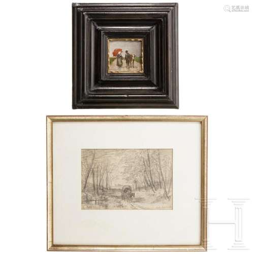 Robert Schleich (1845-1934), a small painting and a drawing