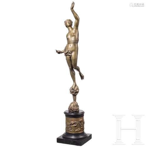 A French/Italian bronze sculpture of Flora carried by the wi...