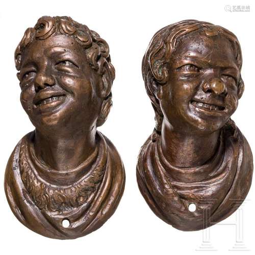 A pair of Italian figural door handles in Renaissance style,...