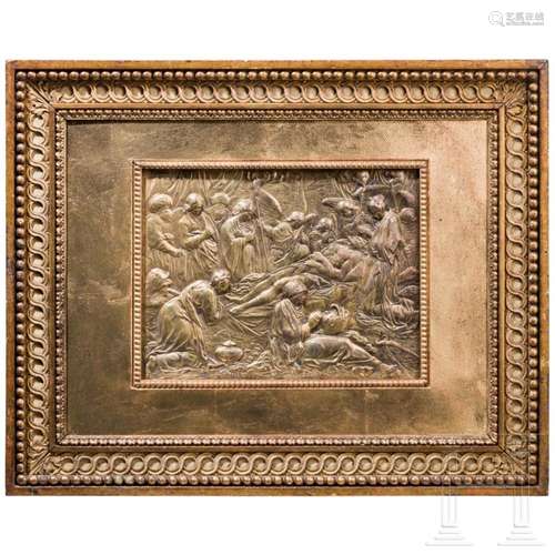 The Lamentation of Christ in galvanic copper relief, Flemish...