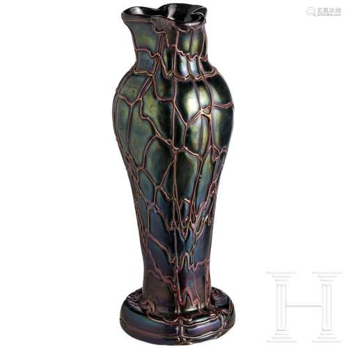 A large Art Nouveau glass vase, glass factory Elisabeth, Pal...