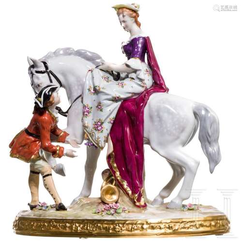 A porcelain figure of a horsewoman, Sitzendorf, 20th century