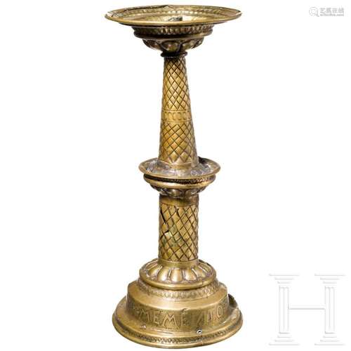 A Scandinavian brass candlestick, late 17th century