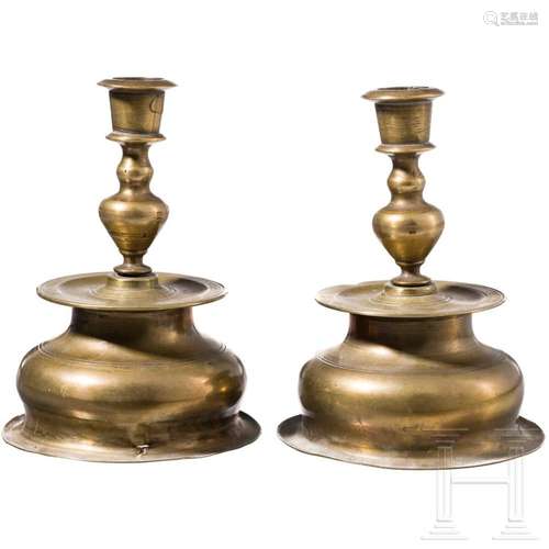 A pair of small bell-bottom candlesticks, Nuremberg, circa 1...