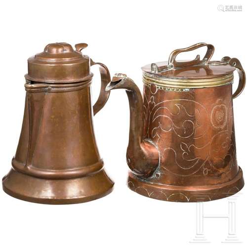 Two German copper jugs, 18th century