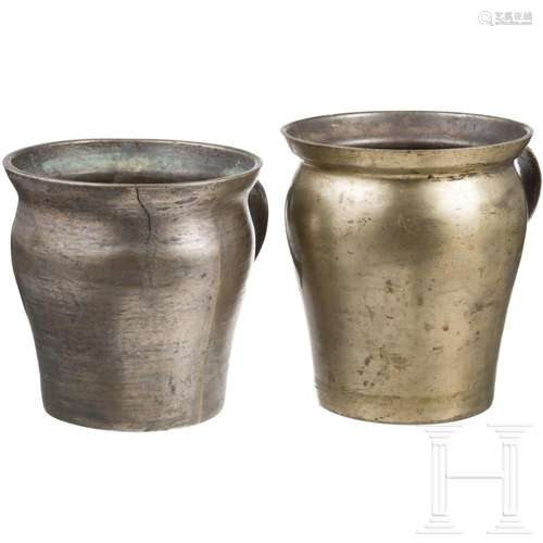 Two Alpine bronze pots, 18th century