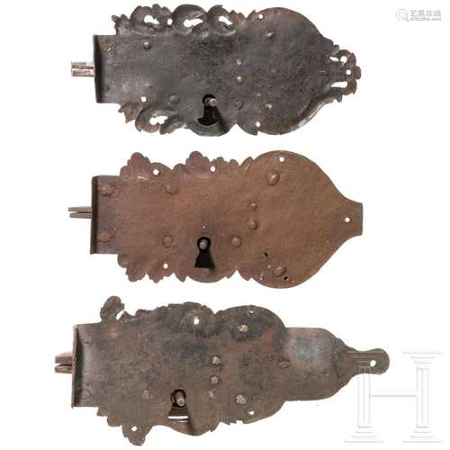 Three German iron locks, 17th/18th century