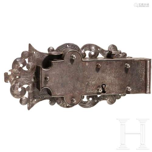 A large German iron door key, circa 1720