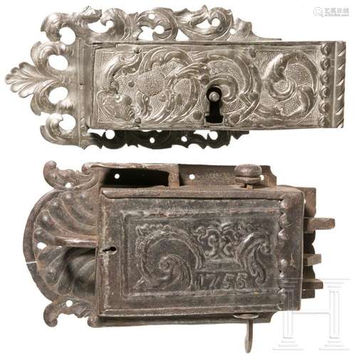 Two German iron locks, circa 1750 (one dated 1755)