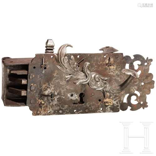 A large German iron door key, circa 1720