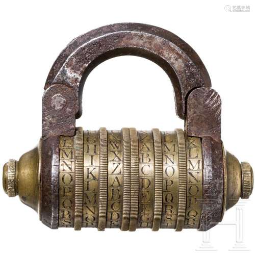 A British combination padlock, mid-19th century