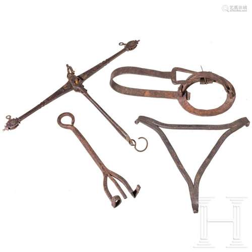 Four German wrought iron objects, 17th/18th century