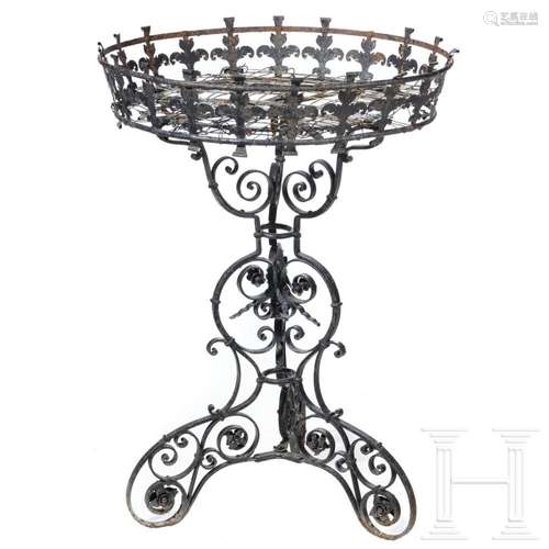 A large German iron flower stand, circa 1900