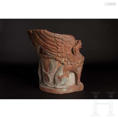 A rare original neoclassical terracotta-seat, Florence, circ...