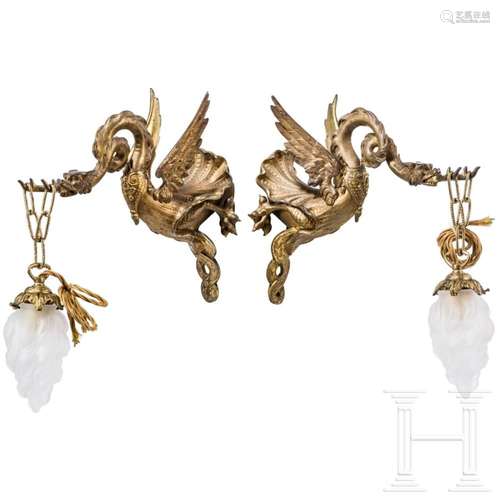 A pair of French(?) fire-gilded appliqués, 19th century