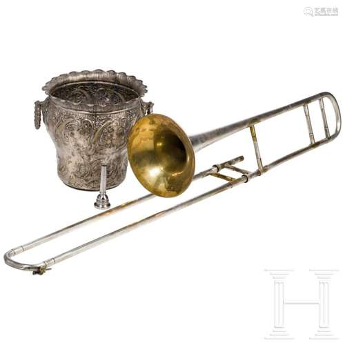 A German trombone and an Art Nouveau cachepot, early 20th ce...