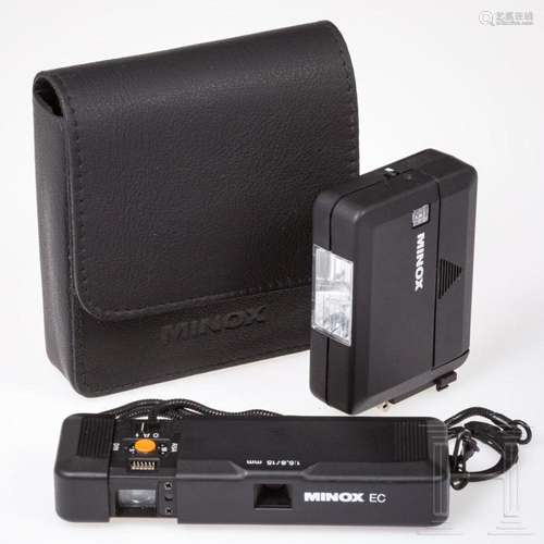 A Minox EC set with a flash