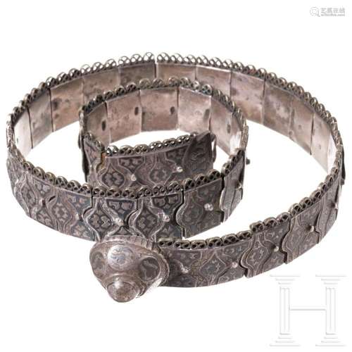 A Russian silver and niello belt, Tbilisi, 1896 - 1908