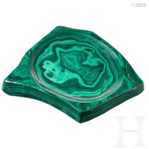 A Russian malachite ash tray, 20th century