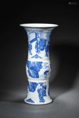 A QING PERIOD BLUE AND WHITE 'FIGURAL'VASE