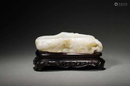 A QING WHITE JADE GOURD BRUSH WASHER