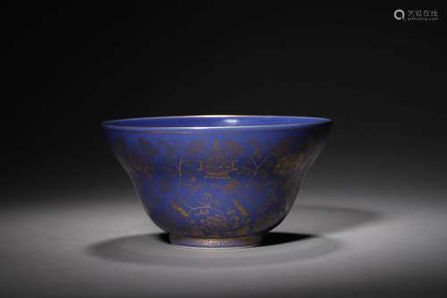 A QING DAOGUANG PERIOD BLUE GLAZED BOWL