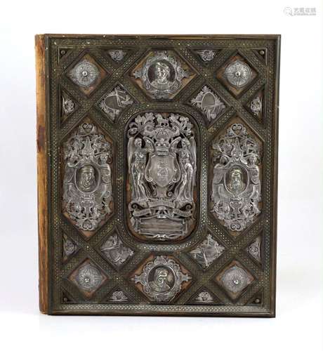 A Victorian silver, parcel gilt and ebony mounted velvet ill...